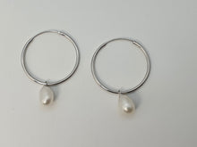 Load image into Gallery viewer, Freshwater Pearl Charm With Hoop Earring, Sterling Silver
