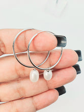 Load image into Gallery viewer, Freshwater Pearl Charm With Hoop Earring, Sterling Silver
