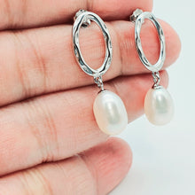 Load image into Gallery viewer, Freshwater Pearl Hoop For look Earrings, Sterling Silver
