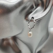 Load image into Gallery viewer, Freshwater Pearl Hoop For look Earrings, Sterling Silver
