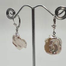 Load image into Gallery viewer, Freshwater Coin Pearl Hook Earrings, Sterling Silver
