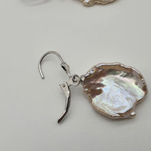 Load image into Gallery viewer, Freshwater Coin Pearl Hook Earrings, Sterling Silver
