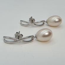 Load image into Gallery viewer, Freshwater Pearl Infinity Stud Earring, Sterling Silver
