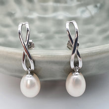 Load image into Gallery viewer, Freshwater Pearl Infinity Stud Earring, Sterling Silver
