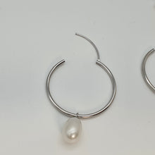 Load image into Gallery viewer, Freshwater Pearl Charm With Hoop Earring, Sterling Silver

