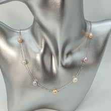 Load image into Gallery viewer, Multi_coloured Freshwater Pearl Station Necklace, Sterling Silver
