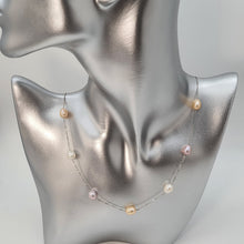 Load image into Gallery viewer, Multi_coloured Freshwater Pearl Station Necklace, Sterling Silver
