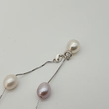 Load image into Gallery viewer, Multi_coloured Freshwater Pearl Station Necklace, Sterling Silver
