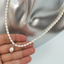 Load image into Gallery viewer, Feshwater Cultured Pearl Strand With Pendant , Sterling Silver Fower Clasp
