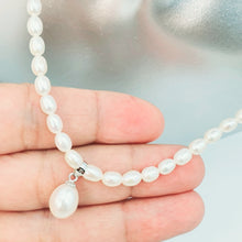 Load image into Gallery viewer, Feshwater Cultured Pearl Strand With Pendant , Sterling Silver Fower Clasp
