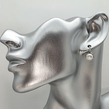 Load image into Gallery viewer, Sparkling Round Freshwater Pearl Halo Earrings, Sterling Silver
