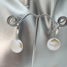 Load image into Gallery viewer, Coin Freshwater Pearl Hook Earrings, Sterling Silver
