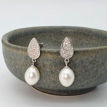 Load image into Gallery viewer, Freshwater Pearl Teardrop Earring, Sterling Silver
