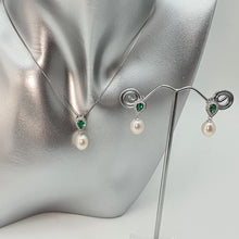 Load image into Gallery viewer, Freshwater Cultured Pearl Green Oval Set, Sterling silver

