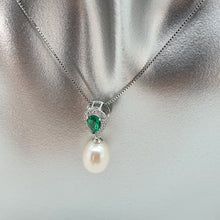 Load image into Gallery viewer, Freshwater Cultured Pearl Green Oval Set, Sterling silver
