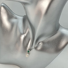 Load image into Gallery viewer, Freshwater Cultured Pearl Green Oval Set, Sterling silver
