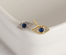 Load image into Gallery viewer, Evil Eye Stud Earrings, Sterling Silver

